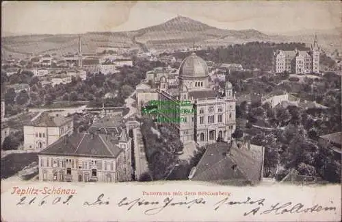 158974 Ansichtskarte Teplitz-Schönau 1903 Panorama mit dem Schlossberg Synagoge
