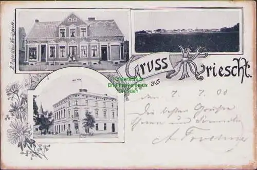 158936 AK Gruss aus Kriescht Krzeszyce 1900 Hotel Pietz Lebensmittelgeschäft