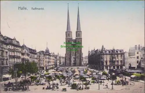158985 Ansichtskarte Halle Saale Hallmarkt 1908