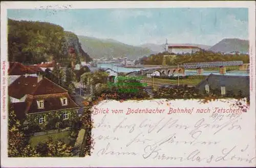 158990 Ansichtskarte Blick vom Bodenbacher Bahnhof nach Tetschen 1900