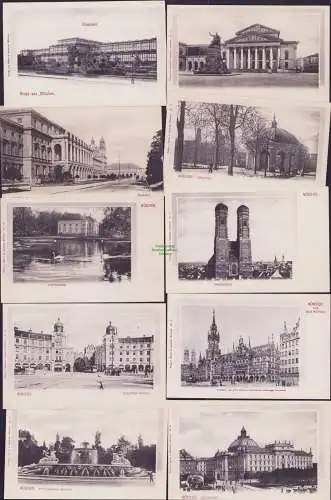 160007 10 Ansichtskarte München alle vor 1905 Rathaus Hoftheater Justizpalast Nymphenburg
