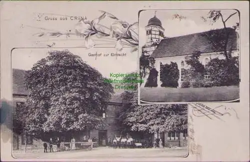159018 AK Gruss aus CRINA Krina 1910 Gasthof zur Eintracht Kirche