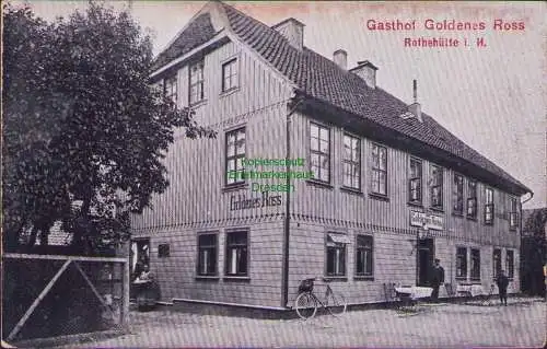 159073 Ansichtskarte Rothehütte i. H. Gasthof Goldenes Ross 1908