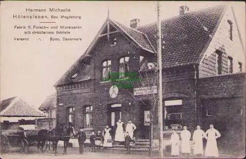 159057 AK Hötensleben Bez. Magdeburg Hermann Michaelis 1911 Fleisch- Wurstwaren