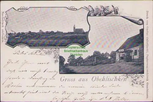 158905 Ansichtskarte Obehlischken 1901 Selenzowo Opr.