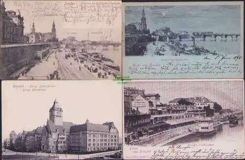 160049 4 Ansichtskarte Dresden Blick von der Brühlschen Terrasse Königl. Land-Gericht Georg