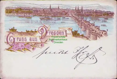 160047 AK Dresden Litho 1891 Vorläufer Panorama