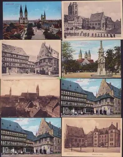 160063 8 Ansichtskarte Halberstadt Domplatz Dom Rathaus Liebfrauenkirche Kriegerdenkmal