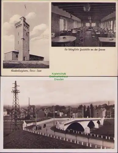 160038 2 Ansichtskarte Gaststätte Hindenburgturm Berus Saar 1938Saarlouis Saarbücke Fotokar