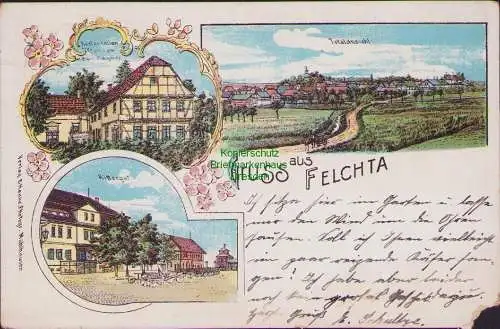 158959 Ansichtskarte Felchta Mühlhausen Thüringen Litho 1904 Restaurant Rittergut