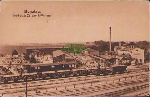 158938 Ansichtskarte Bunzlau Werkplatz Zeidler & Wimmel um 1920 Bahnhof ? Gleisanschluss