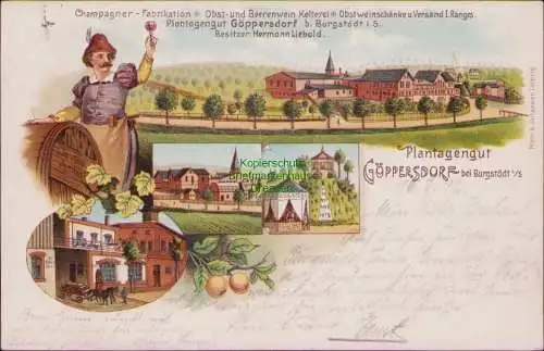 158910 AK Litho Göppersdorf b. Burgstädt i. S. 1912 Champagner Fabrikation Obst-