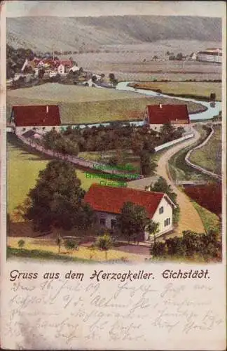 158975 AK Gruss aus dem Herzogkeller Eichstädt 1909