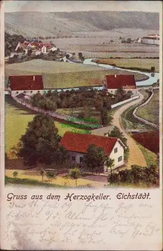 158975 Ansichtskarte Gruss aus dem Herzogkeller Eichstädt 1909