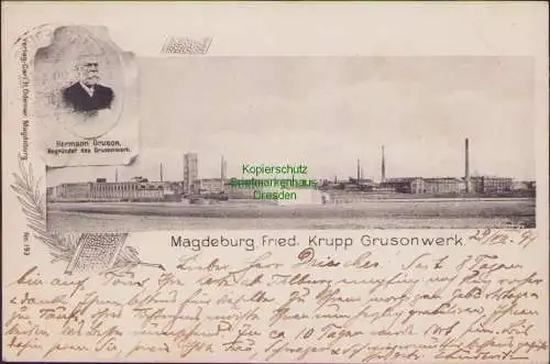 159007 AK Magdeburg Fried. Krupp Grusonwerk 1899 Hermann Gruson Begründer