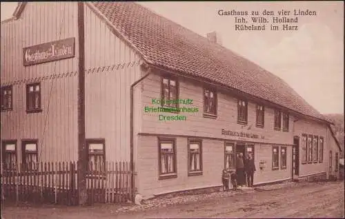 159081 Ansichtskarte Rübeland im Harz Gasthaus zu den vier Linden um 1910 Inh. Wilh Holland