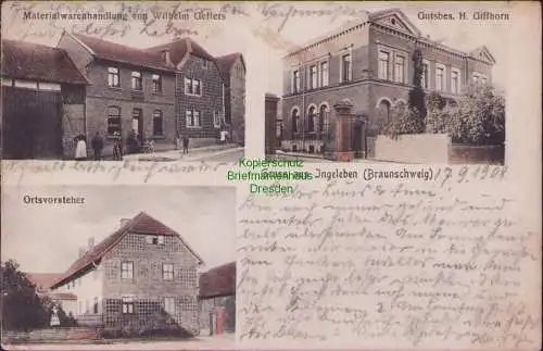 159059 AK Ingeleben Söllingen Braunschweig 1908 Materialwarenhandlung Geffers