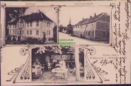 159064 Ansichtskarte Schliestedt b. Schöppenstedt 1906 Schloss Gastwirtschaft