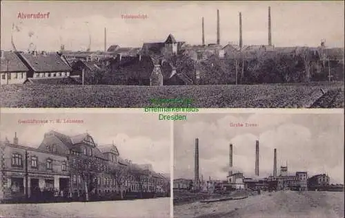 159046 Ansichtskarte Alversdorf 1913 Totalansicht Geschäftshaus v. H. Lohmann Grube Treue