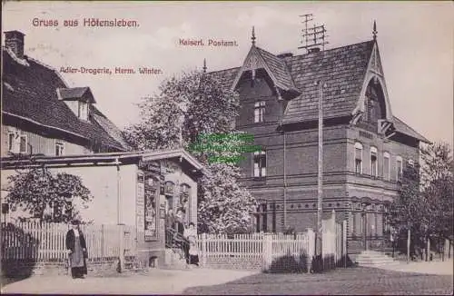 159058 Ansichtskarte Hötensleben Adler-Drogerie Herm. Winter Kaiserl. Postamt 1909