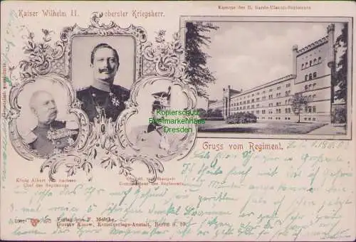 160021 Ansichtskarte Berlin 1903 Kaserne des II. Garde-Ulanen-Regiments Kaiser Wilhelm II.