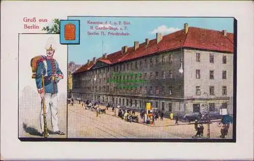 160020 AK Berlin 1918 Friedrichstr. Kaserne d. 1. u. 2. Bat. 11. Garde-Regt.