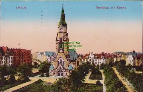 158992 Ansichtskarte Leipzig 1926 Nordplatz mit Kirche