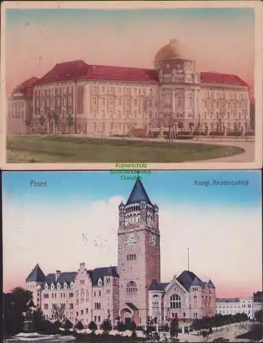 160058 2 Ansichtskarte Posen Königl. Residenzschloß 1914 Ansiedelungskommission