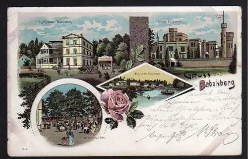 76130 Ansichtskarte Litho Potsdam Babelsberg Restaurant Schloss 1902
