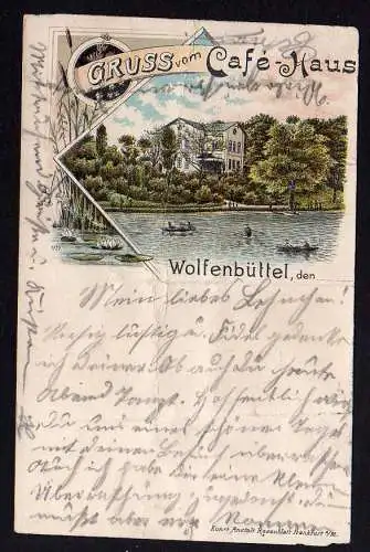 75957 Ansichtskarte Wolfenbüttel Litho Cafe Haus Gaststätte Restaurant 1896