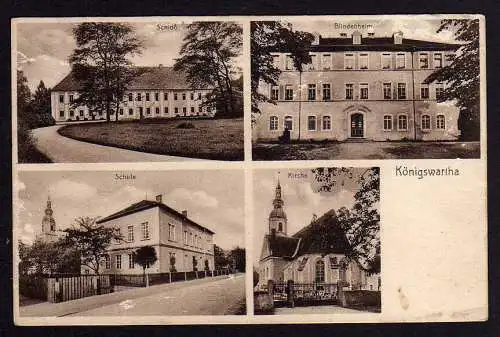 69844 Ansichtskarte Königswartha Schloß Blindenheim Schule Kirche