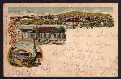 69928 Ansichtskarte Grötzingen Karlsruhe Gasthaus zum Schwan 1900