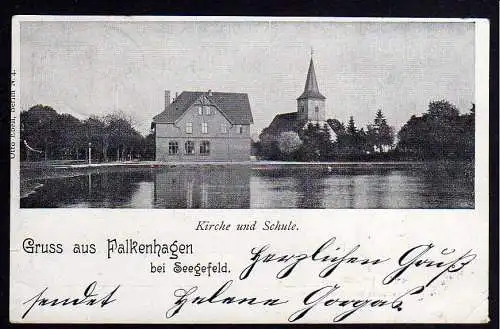 69996 AK Falkenhagen bei Seegefeld 1902 Kirche Schule