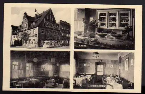 63471 Ansichtskarte Colditz Sa. Schloß Cafe Markt 9 Laden Damenzimmer um 1935