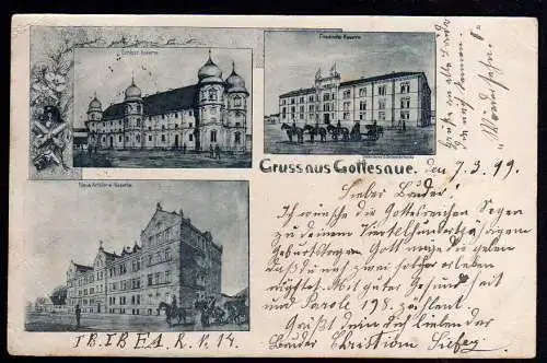 63273 Ansichtskarte Gottesaue Karlsruhe 1899 Schloss Kaserne