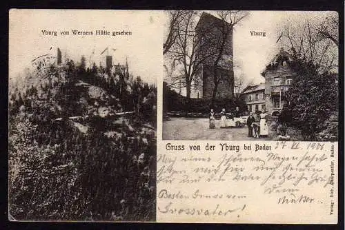 63414 Ansichtskarte Yburg bei Baden 1906 Burgruine  von Werners Hütte gesehen