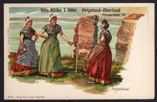 63274 Ansichtskarte Litho Helgoland Oberland Villa Warenhaus Käthe Bebber um 1900