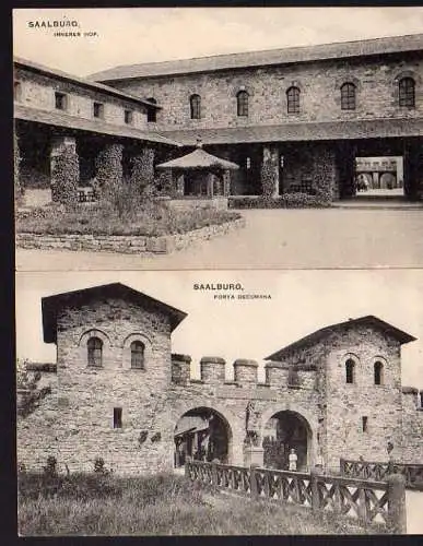 46729 2 Ansichtskarte Saalburg Innerer Hof Porta Decumana 1909