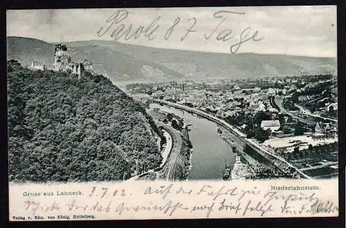 46722 Ansichtskarte Lahneck Burg Niederlahnstein 1902