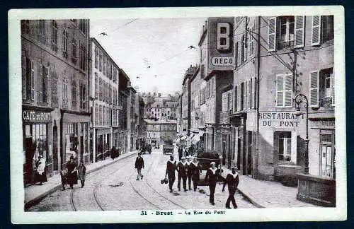 44308 AK Brest La rue u Pont Restaurant du Pont um 1915