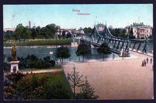 44313 Ansichtskarte Brzeg Brieg Oderbrücke 1925