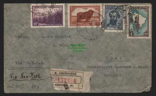 B11331 R-Brief Buenos Aires Argentinien 1940 nach Prag Zensur OKW via New York