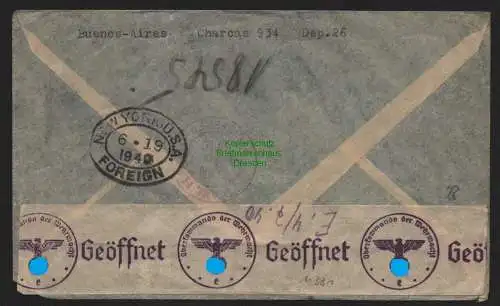 B11331 R-Brief Buenos Aires Argentinien 1940 nach Prag Zensur OKW via New York
