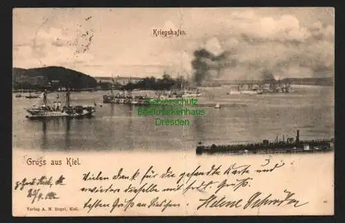 143703 Ansichtskarte Kiel Kriegshafen Schlachtschiffe 1902