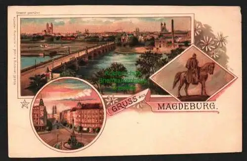 143716 AK Litho Magdeburg Künstlerkarte um 1900