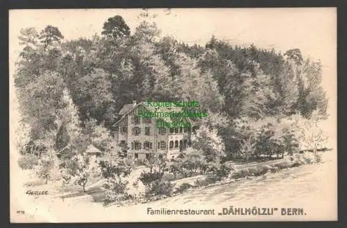 140873 Ansichtskarte Bern Familienrestaurant Dählhölzli 1911 Künstlerkarte E. Haller