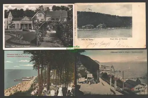 140889 4 Ansichtskarte Ostseebad Sellin Rügen Strandpromenade 1924Warmbad 1903 Kurpark
