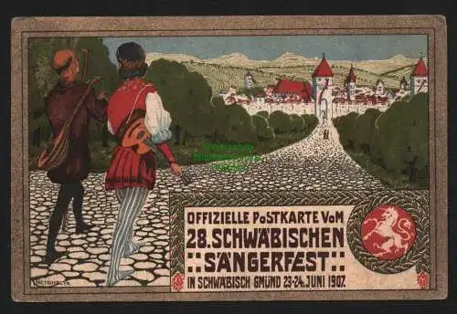 134874 AK Schwäbisch Gmünd 1907 Sängerfest Offizielle Postkarte SST Festplatz