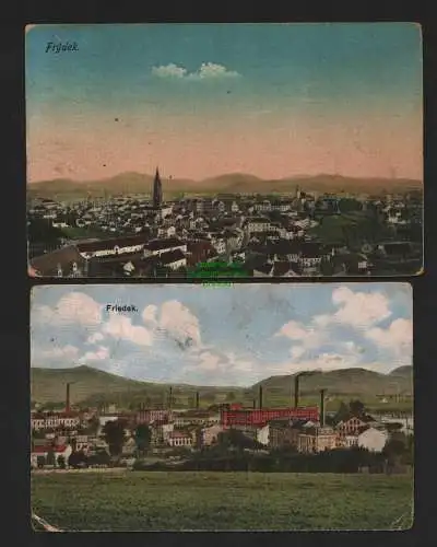 134956 2 Ansichtskarte Frydek-Mistek Panorama 1925 1916