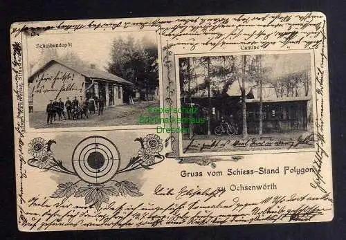 132453 Ansichtskarte Schiess Stand Polygon zu Ochsenwörth Elsass Verlag Fischer 1905